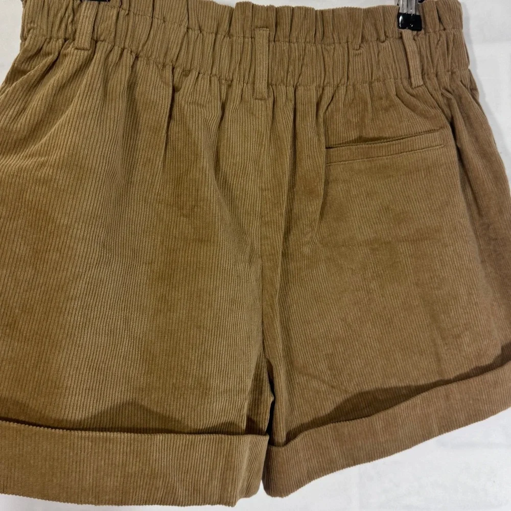 Cider Corduroy Shorts Womens Size L High Waist Tan Brown Paperbag‎ Waist